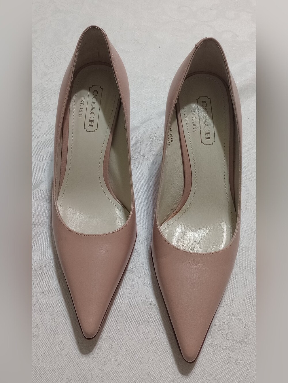 Coach Blush Pink Pointed-Toe Leather Heels